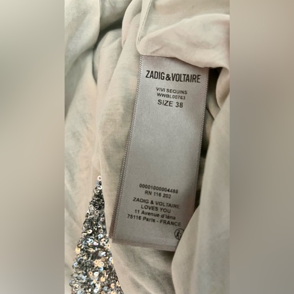 Zadig & Voltaire | Vivi Sequin Blazer in Silver | Party Jacket | Women’s 38 (M) - Picture 7 of 8